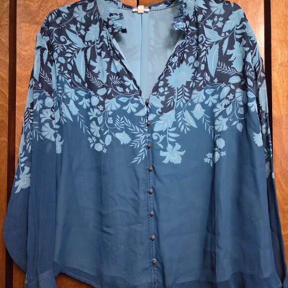 Pilcro Tops - Pilcro by Anthropologie blue flowy, romantic long sleeve top size 2X